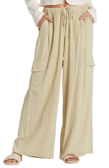 Shop Billabong Beach Babe Wide Leg Cargo Pants
