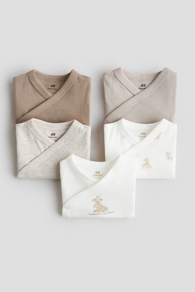 5-pack Wrapover Bodysuits, Alternate, color, White/Brown/Giraffes