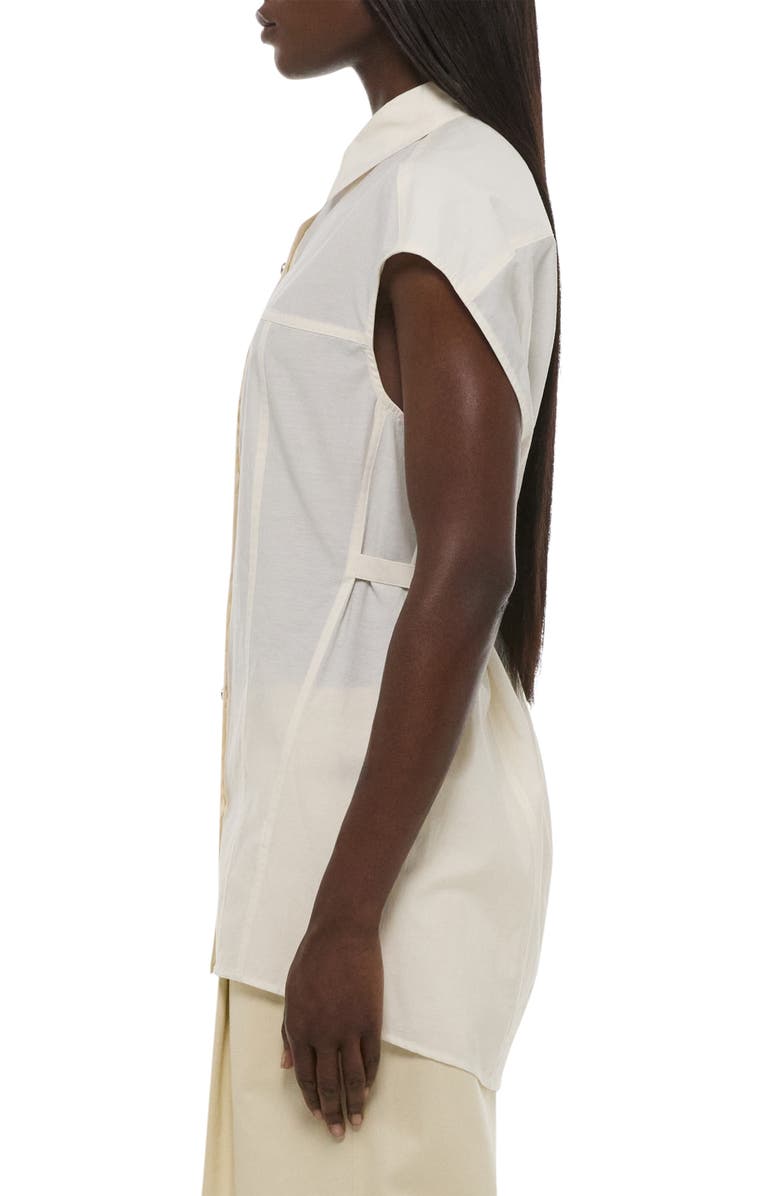 Helmut Lang Cap Sleeve Woven Shirt, Alternate, color, 