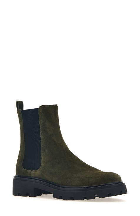 Olive green chelsea boots womens hotsell