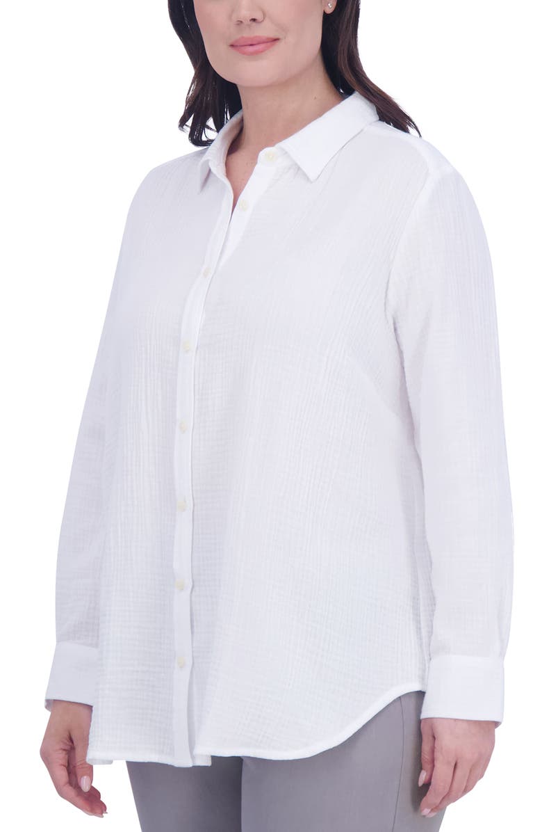 Foxcroft Oversize Gauze Button-Up Shirt, Alternate, color,