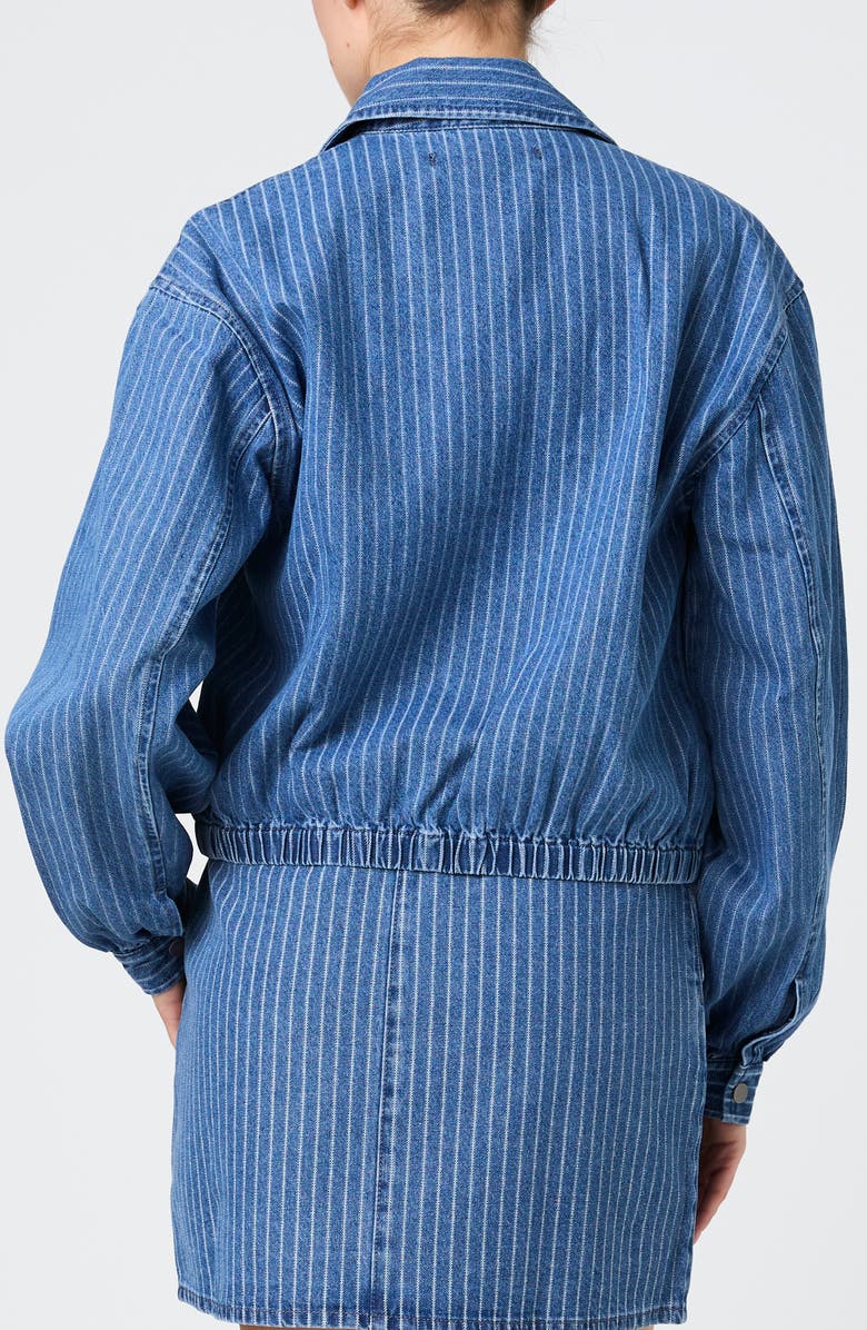 French Connection Cherrie Pinstripe Denim Jacket, Alternate, color, Medium Wash