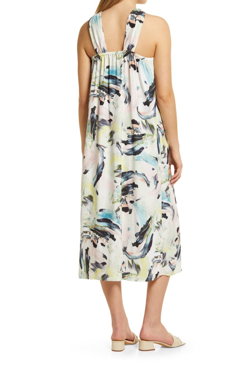 Halter Midi Dress, Alternate, color, IVORY MULTI VIVID STROKES