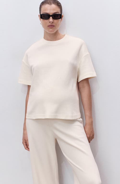 Mango Cotton Blend Wide Leg Maternity Pants In Neutral