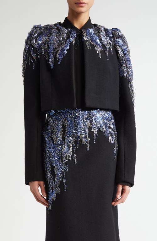 Dries Van Noten Bea Sequin Embroidered Crop Jacket in Black  product