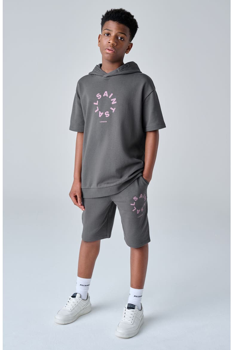 Kids' Tierra Short Sleeve Hoodie and Shorts Set, Alternate, color, GREY