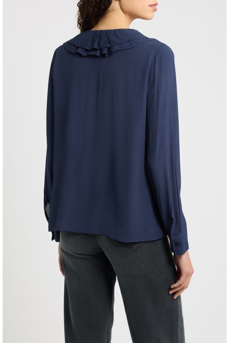 Dancing Ruffle V-Neck Top, Alternate, color, NAVY