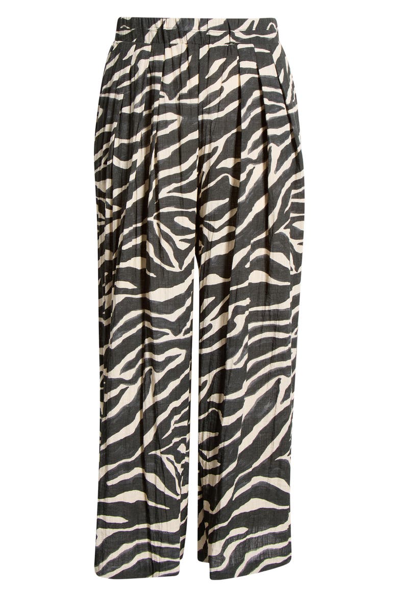 Skyrise Pleated Palazzo Pants, Alternate, color, CHARCOAL/ ECRU