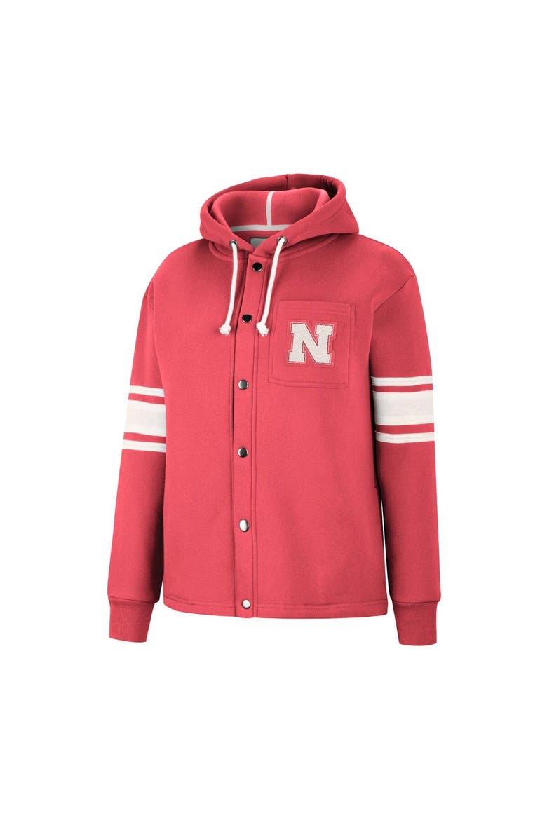 Women's Colosseum Scarlet Nebraska Huskers Mia Striped Full-Snap Hoodie Jacket, Alternate, color, Scarlet