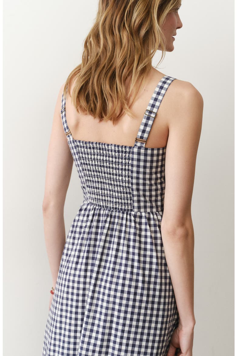 gingham dress cotton Gingham Cotton-Silk Tie Smocked Dress in Dresses
