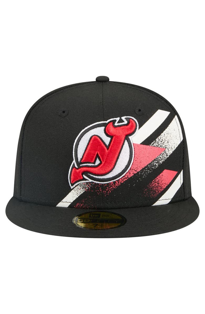 New Era Men's New Era Black New Jersey Devils Faded Lines 59FIFTY Fitted Hat, Alternate, color, Black