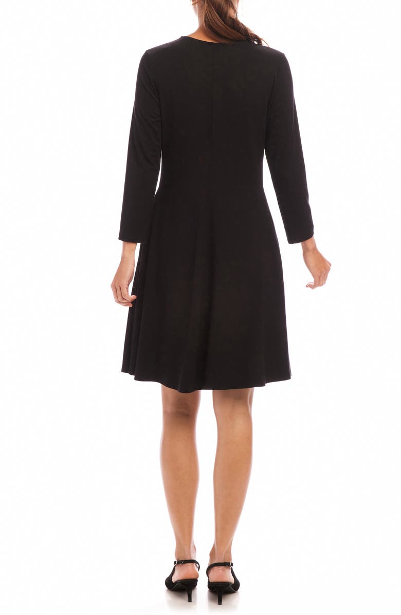 Karen Kane Long Sleeve Jersey Fit & Flare Dress, Alternate, color, Black
