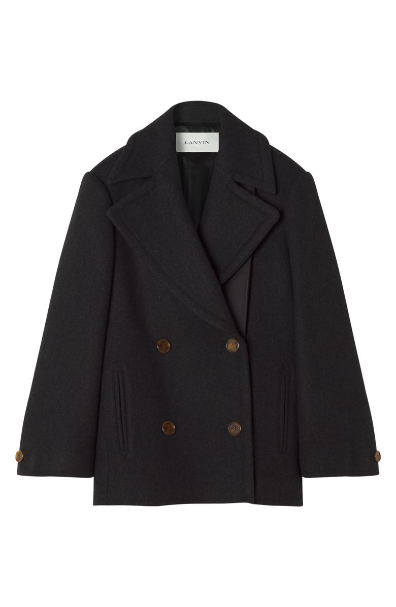 Lanvin Wool Peacoat, Main, color, Anthracite