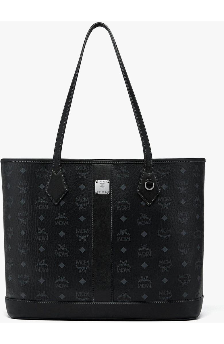 MCM New Medium Liz Shopper in Visetos, Main, color, Black