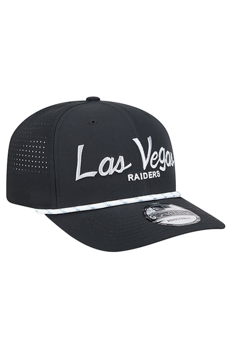 Men's New Era Black Las Vegas Raiders Script 9SEVENTY Adjustable Hat, Alternate, color, Black