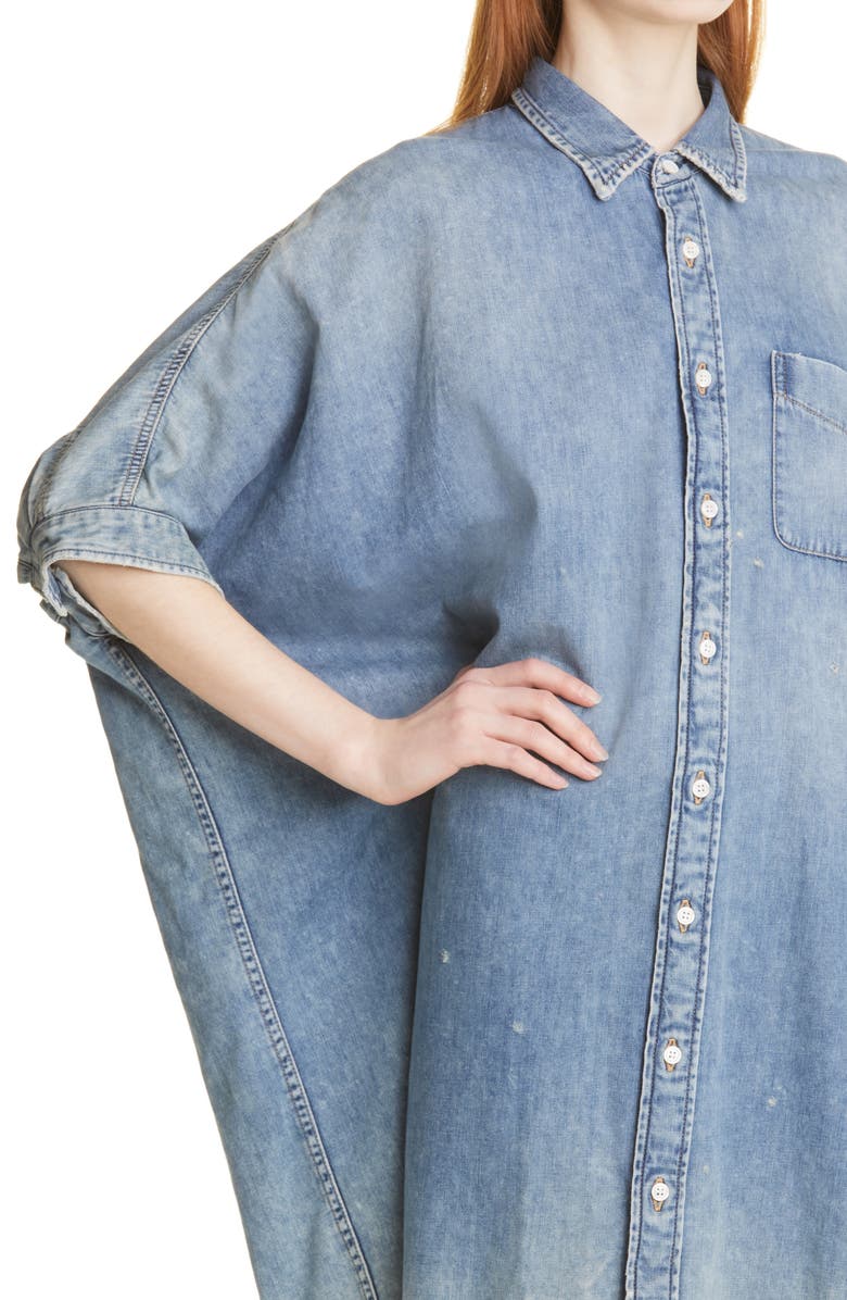 R13 Oversize Boxy Denim Shirtdress, Alternate, color, Chester Blue