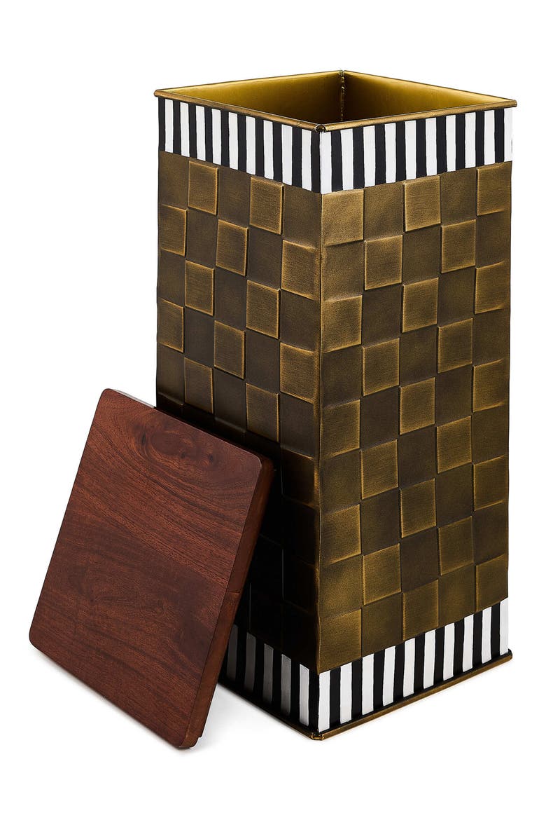 Courtly Stripe Tall Storage Bin, Alternate, color, BRASS