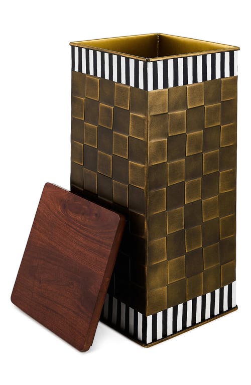 Mackenzie-childs Mackenzie Childs Courtly Stripe Tall Storage Bin In Brown