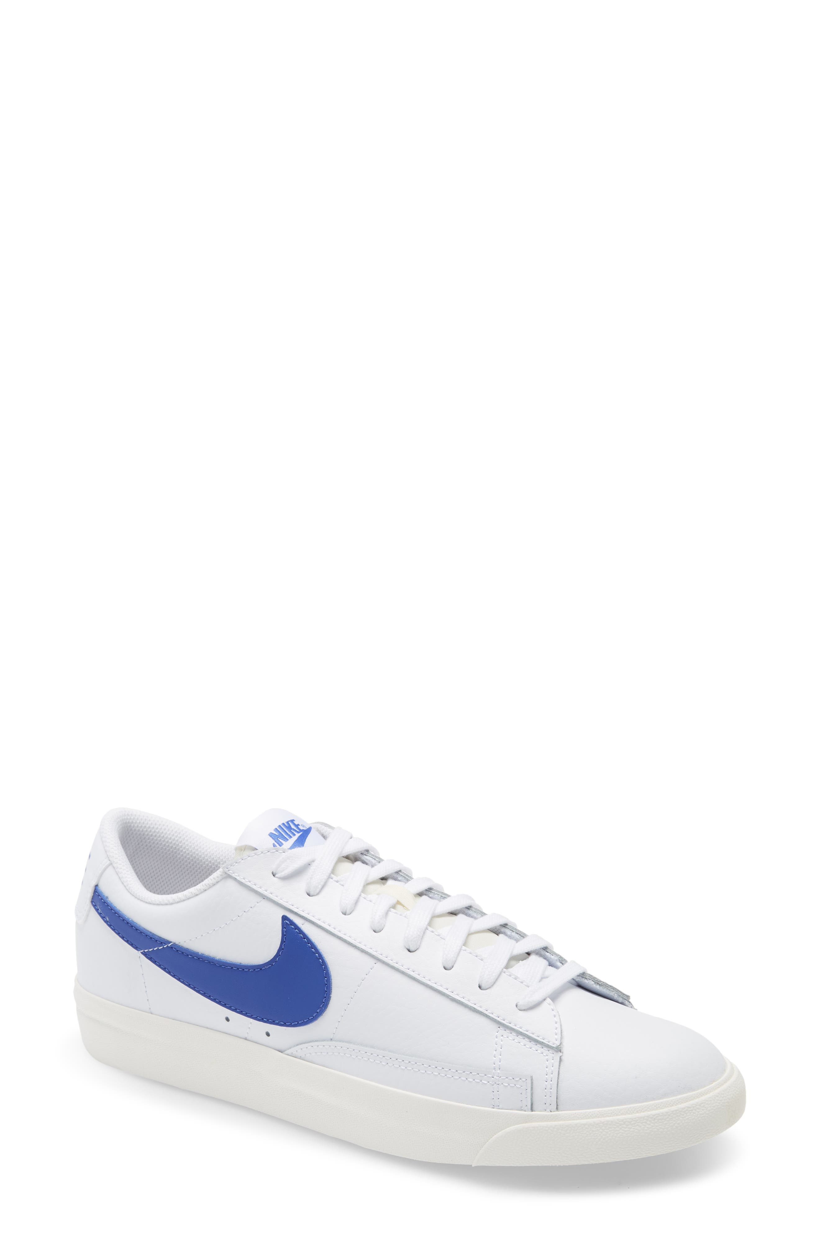 Blazer Low Leather Sneaker, Main, color, WHITE/ ASTRONOMY BLUE/ SAIL