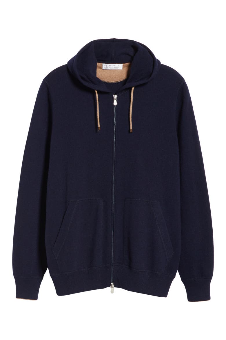 Cashmere Full Zip Hoodie, Alternate, color, NAVY