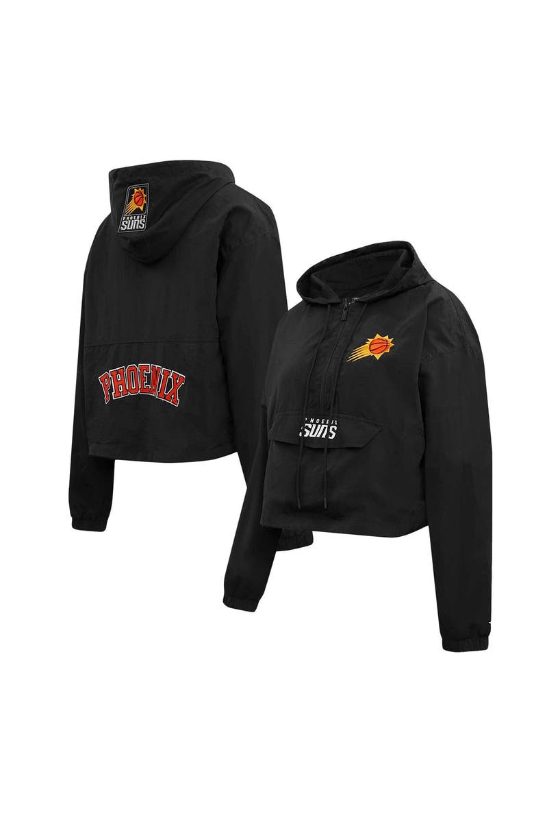 PRO STANDARD Women's Pro Standard Black Phoenix Suns Classic Wind Woven Cropped Half-Zip Jacket, Alternate, color, Black