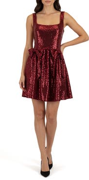Lush Bow Appliqué Sequin Minidress