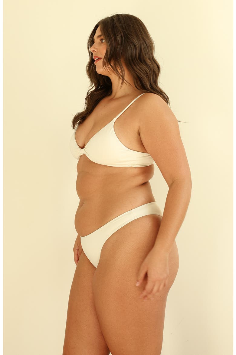Zen Knotted Triangle Bikini Top, Alternate, color, Ivory