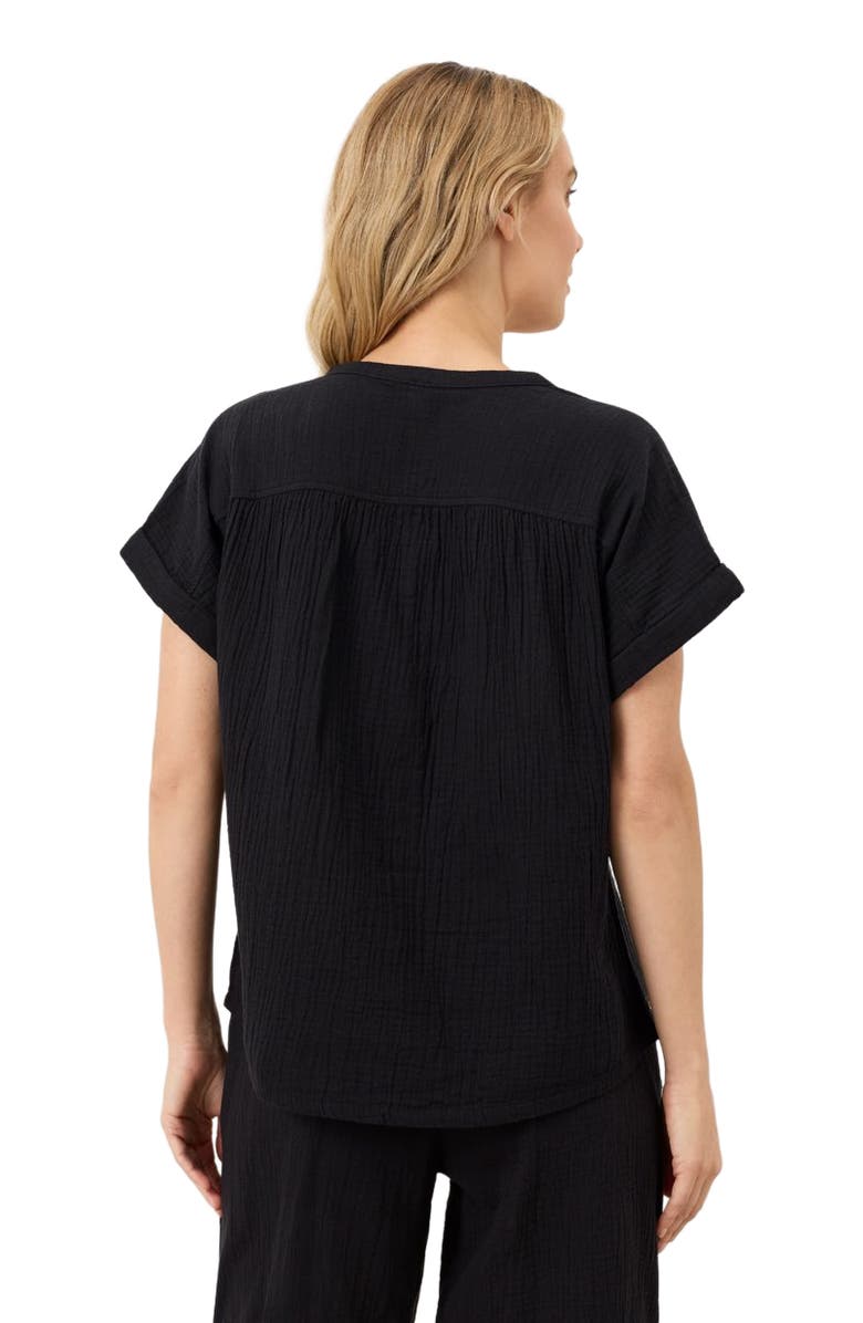 Pact Organic Cotton Coastal Double Gauze Short Sleeve Popover, Alternate, color, Jet Black