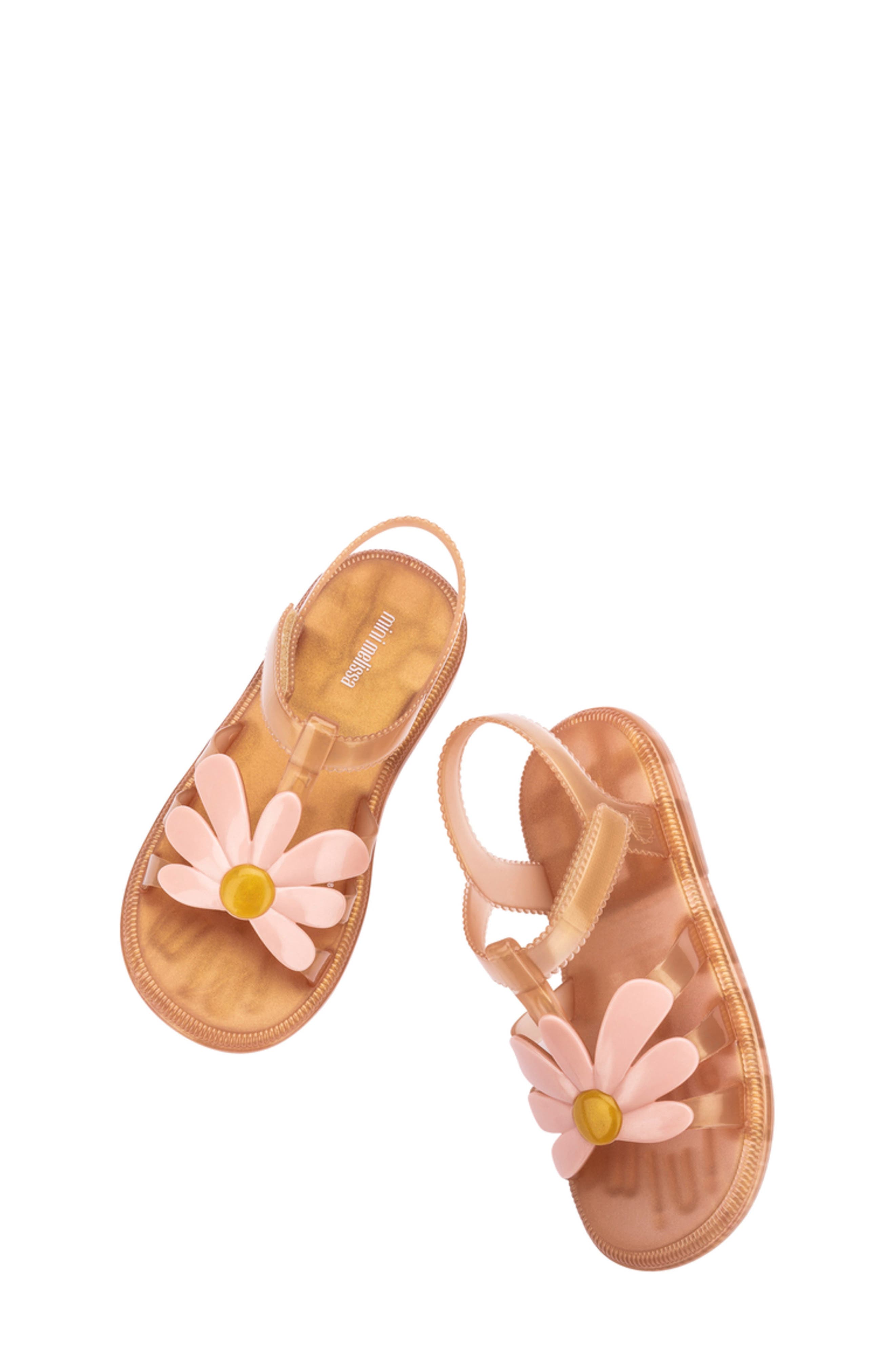 Mini Melissa Kids' Mini Hip Bloomy Sandal, Alternate, color, Pearlish Brown/ Pink