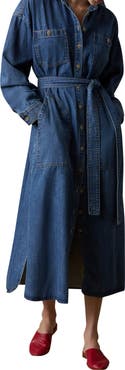 Faherty Cleo Oversize Long Sleeve Sunfair Denim Shirtdress