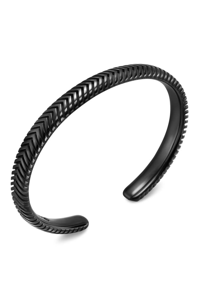 Chevron Cuff Bracelet in Black Titanium, Alternate, color, BLACK