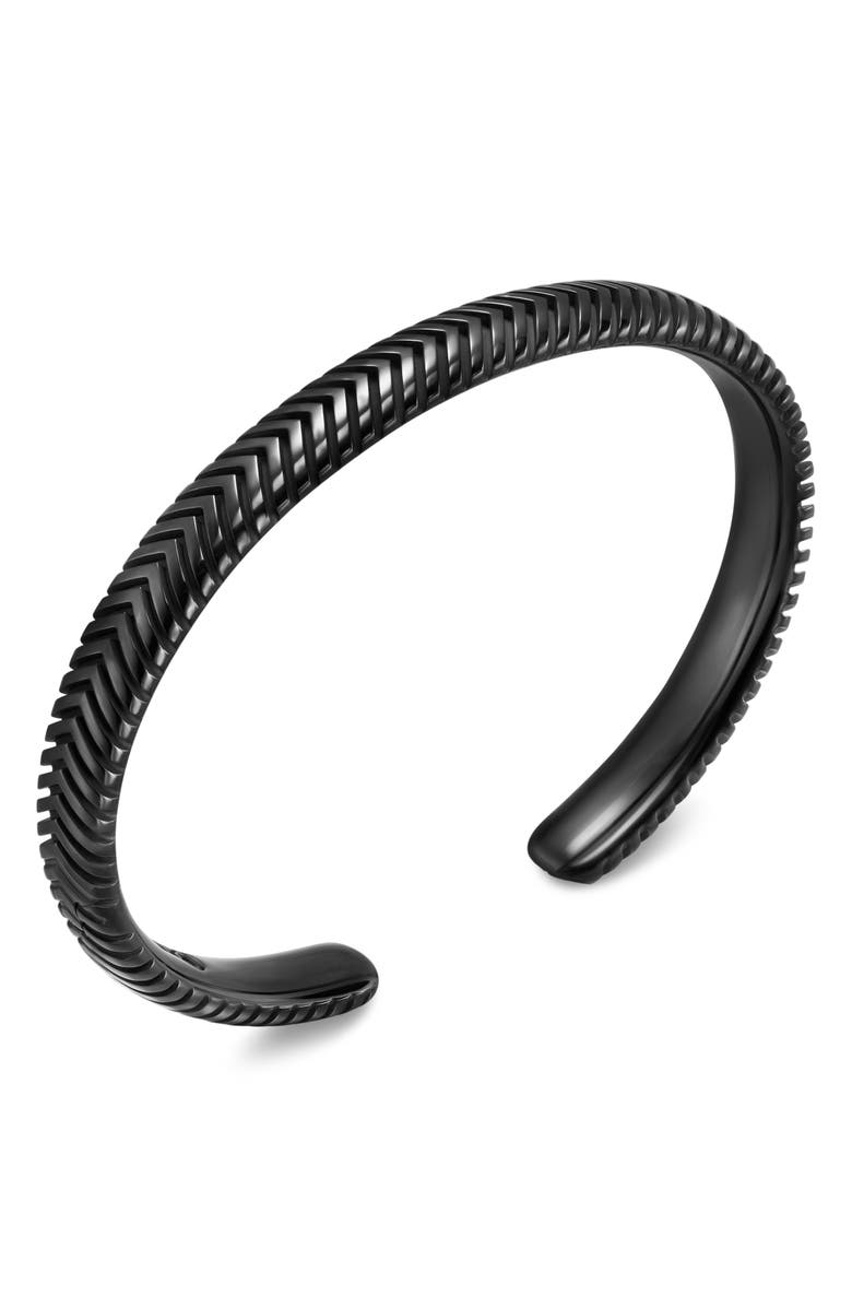 David Yurman Chevron Cuff Bracelet in Black Titanium, Alternate, color, Black