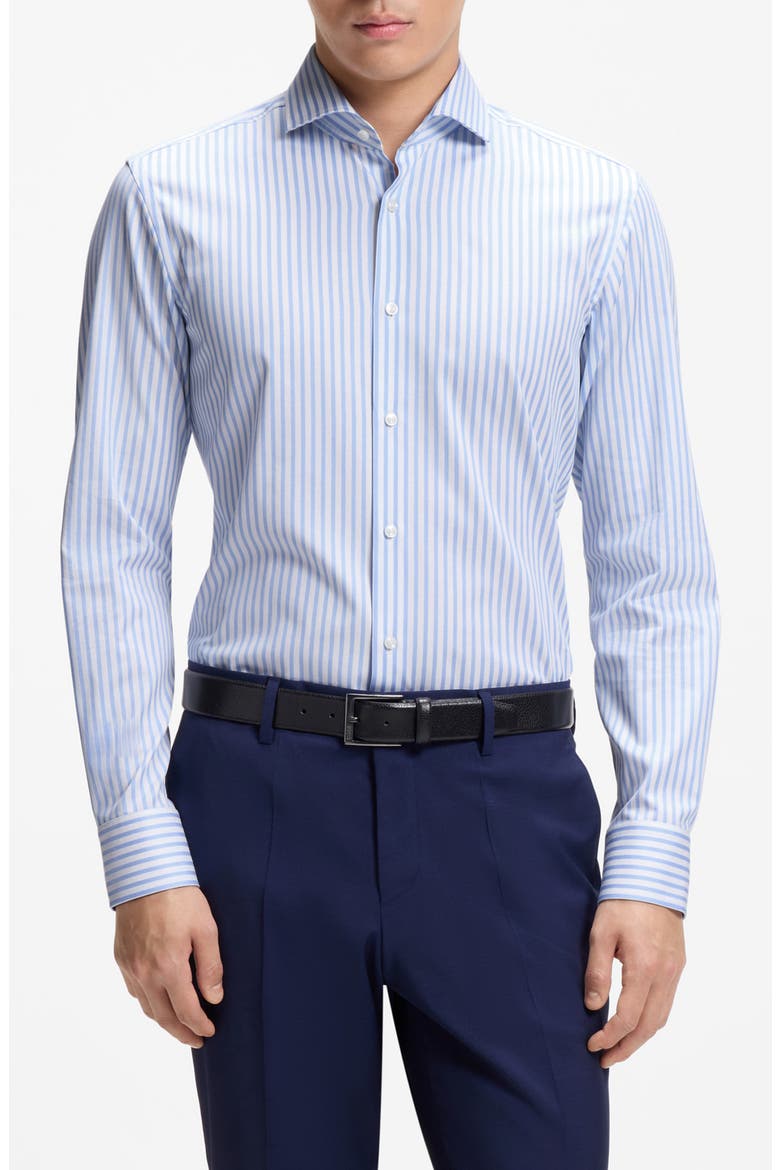 Hank Slim Fit Stripe Stretch Cotton Dress Shirt, Main, color, LIGHT/ PASTEL BLUE