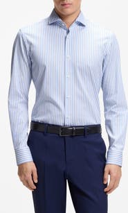BOSS Hank Slim Fit Stripe Stretch Cotton Dress Shirt