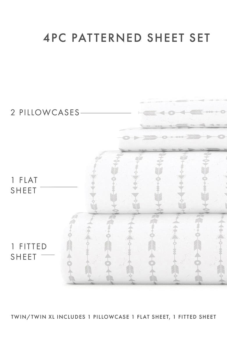 HOMESPUN IENJOY HOME Premium Ultra Soft Elegant Beaded Arrows 4-Piece Sheets Set, Alternate, color, Light Gray
