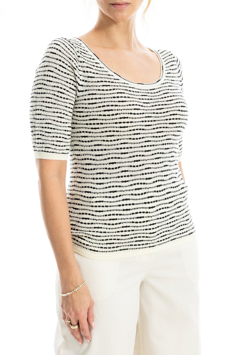 MAX STUDIO Pattern Elbow Sleeve Sweater, Alternate, color, Ivory/ Black