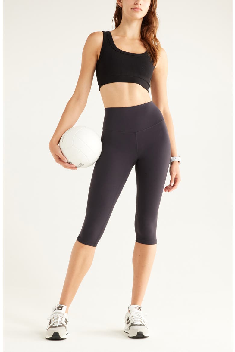 Studio Luxe High Waist Capri Leggings, Alternate, color, BLACK
