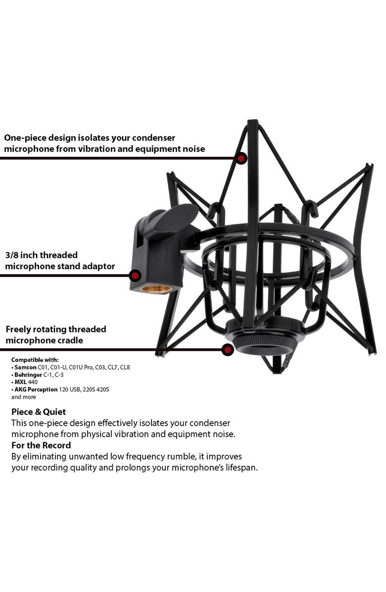 Lyxpro MKS1-B Condenser Spider Microphone Shock Mount with Anti Vibration and Isolation, Alternate, color,