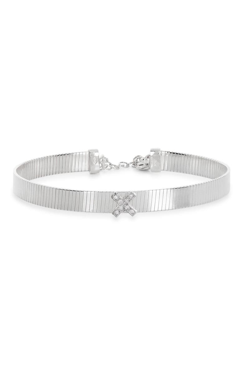 'X' Diamond Ribbed Chain Bracelet, Main, color, WHITE GOLD