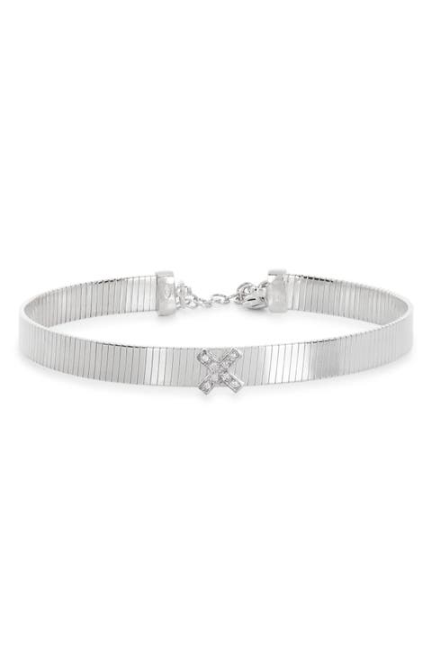 'X' Diamond Ribbed Chain Bracelet