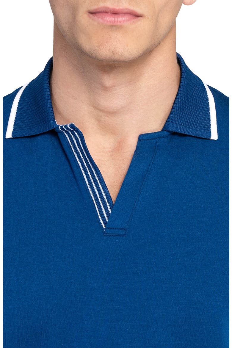 Slim Fit Solid Johnny Collar Short Sleeve Polo, Alternate, color, NAVY