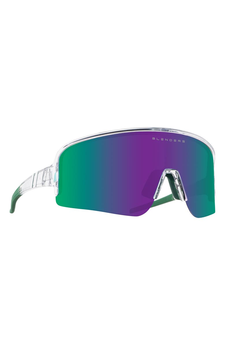 Blenders Eyewear Eclipse X2 140mm Polarized Shield Sunglasses, Alternate, color, Clear/ Adventureland