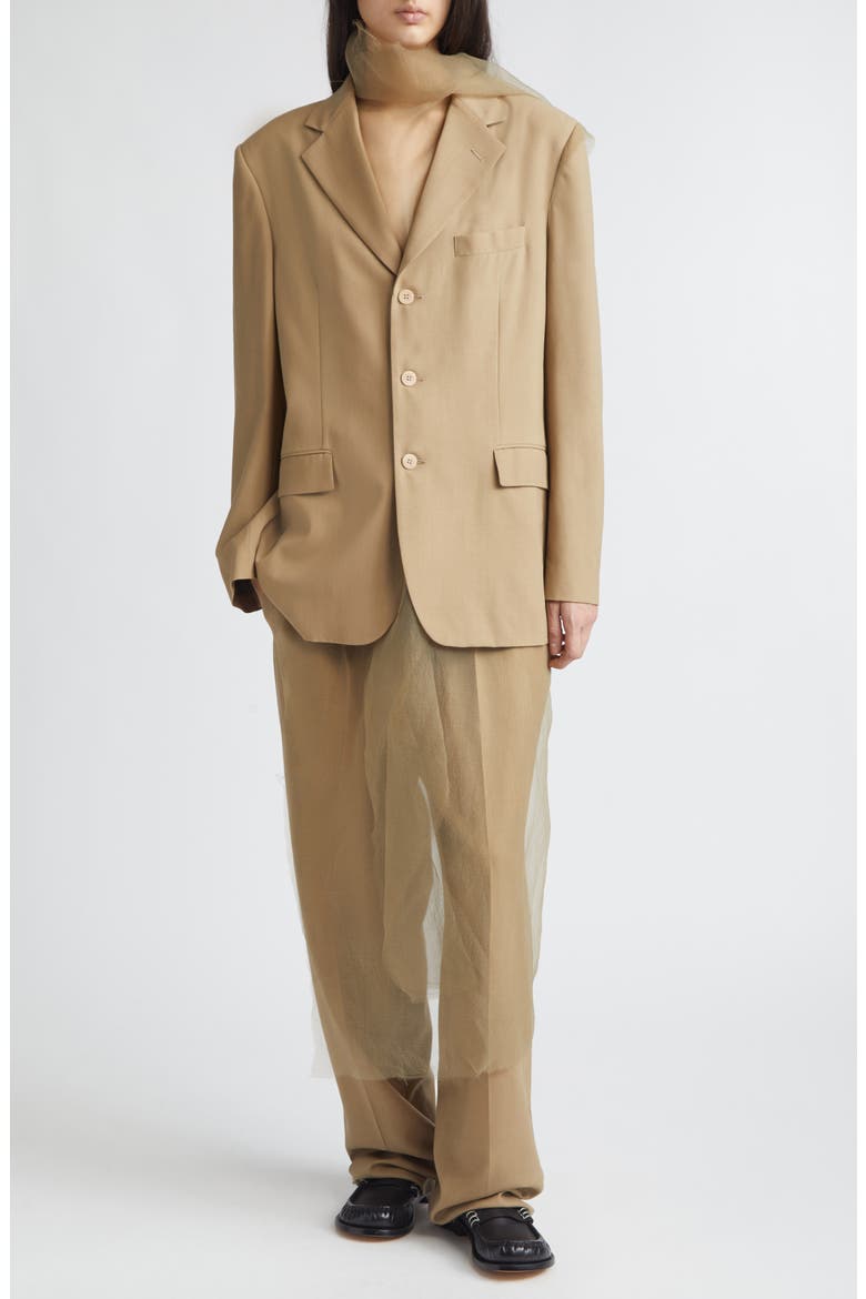 Piccolo Paradiso Organza & Wool Jacket, Alternate, color, BEIGE
