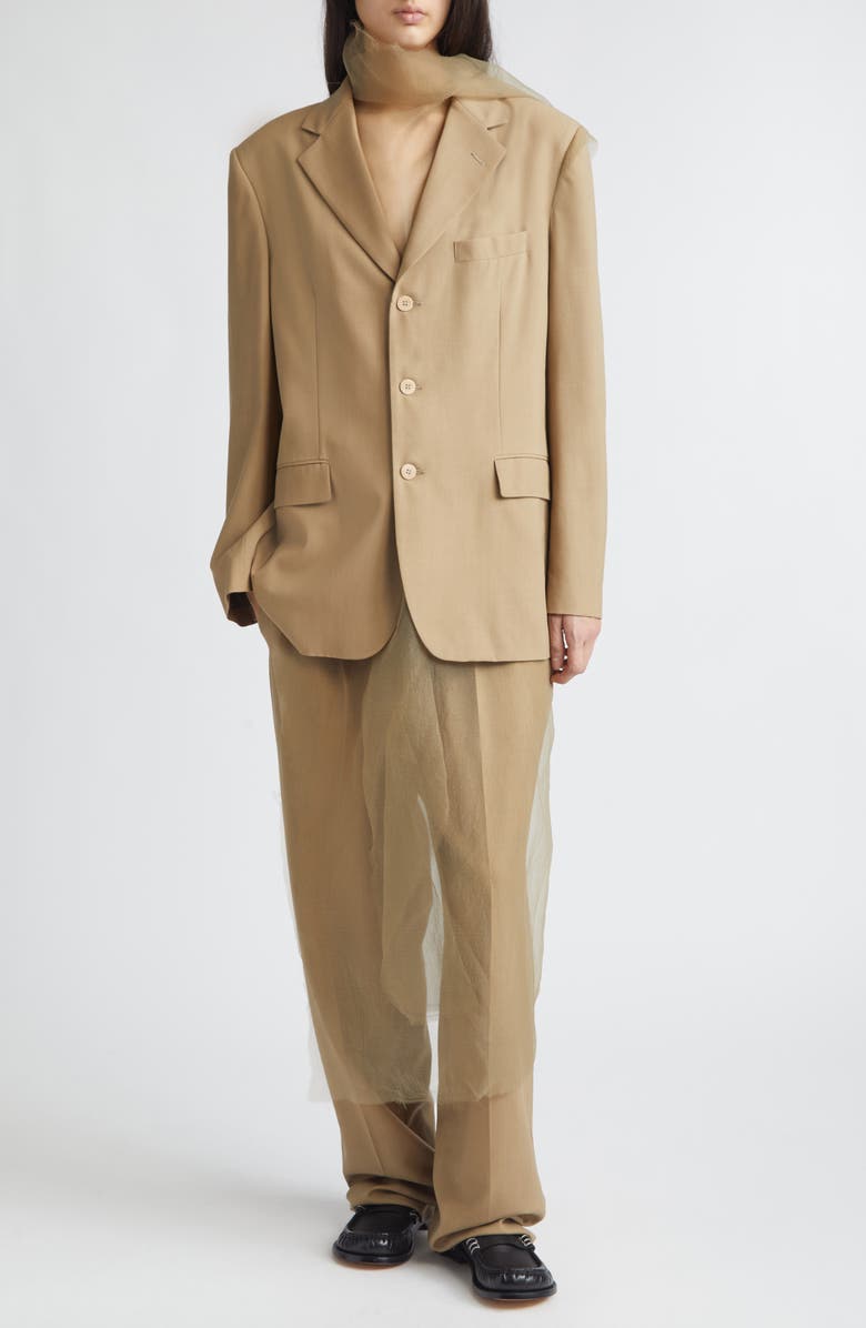 Magliano Piccolo Paradiso Organza & Wool Jacket, Alternate, color, Beige