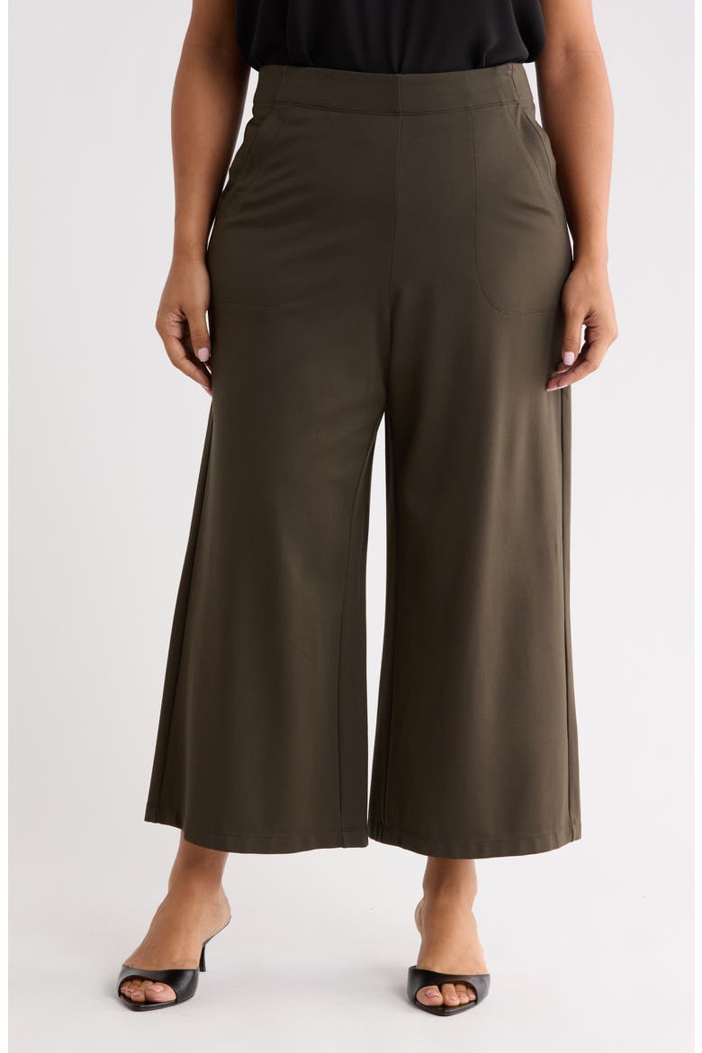 Ponte Knit Crop Wide Leg Pants, Main, color, LODEN