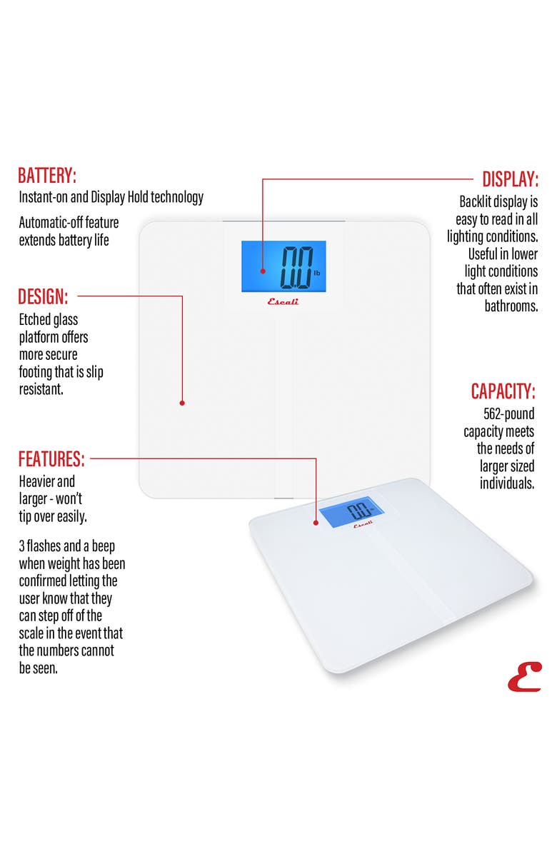 ESCALI High Capacity Anti-Slip Bathroom Scale, Alternate, color, White