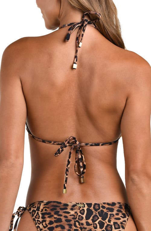 L'agence Annabelle Leopard Triangle Bikini Top In Brown
