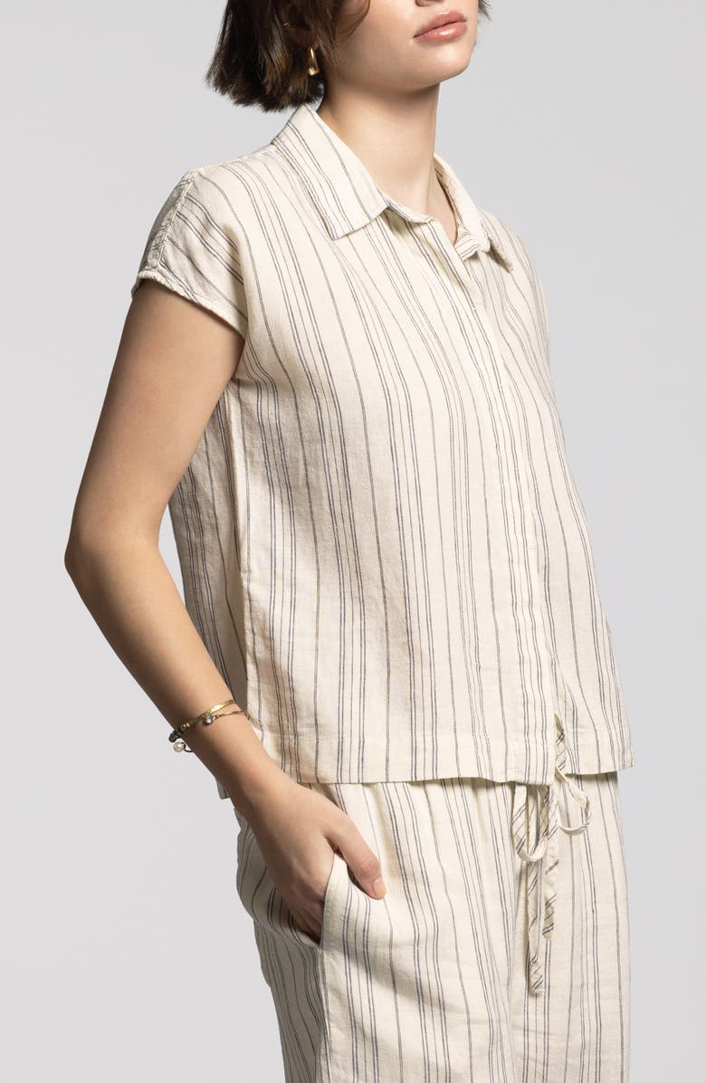 WEEKEND LOS ANGELES Stripe Linen Blend Shirt, Alternate, color, Ivory St3004
