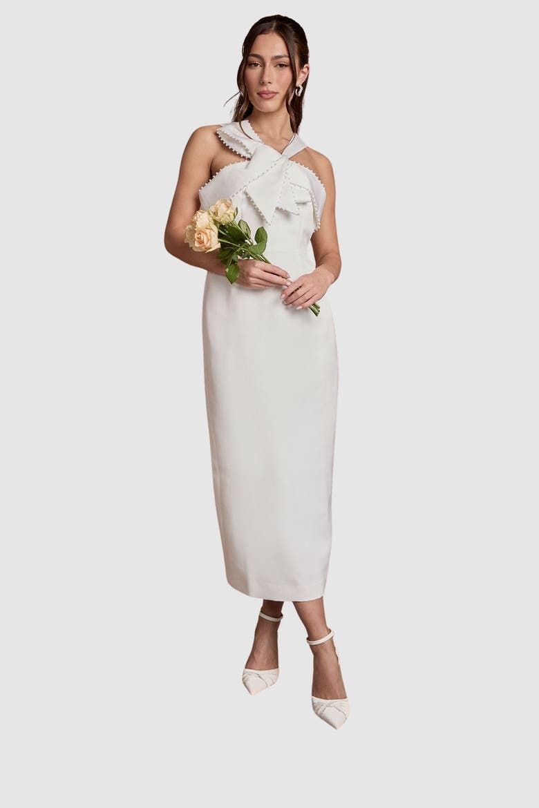 Halter Neck Wedding Dress, Main, color, Ivory