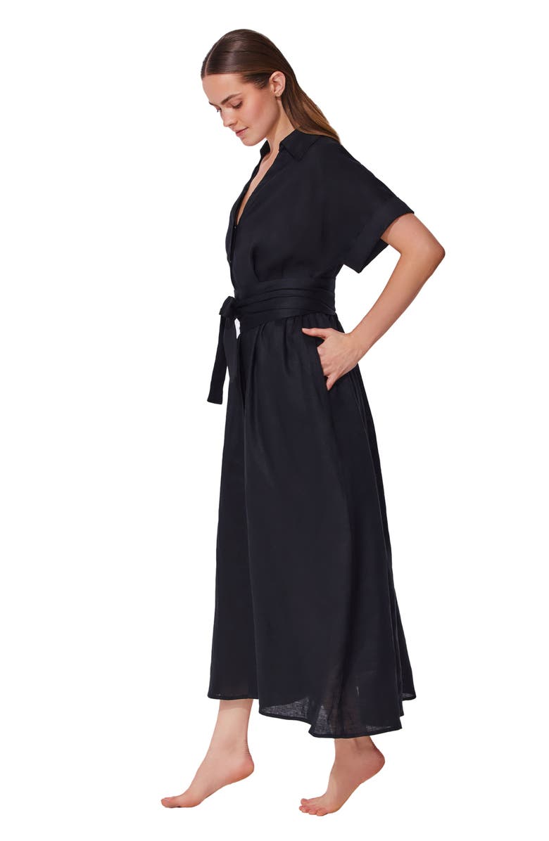 Gottex Hokkaido Shirt Dress Cover-Up, Alternate, color, Black